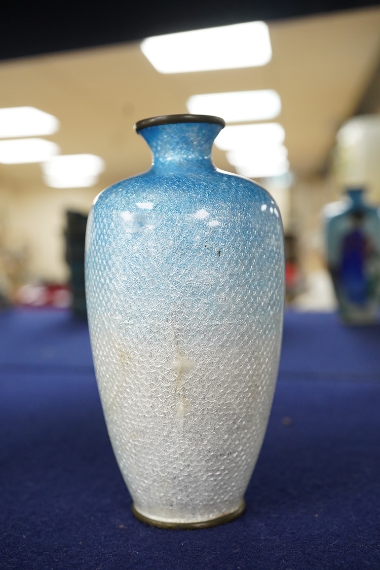 A small Japanese cloisonné enamelled vase, 12cm high